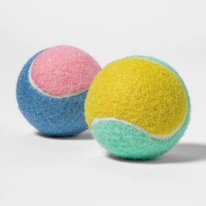 vibrant fetch fun multi color dog balls (2 pack)